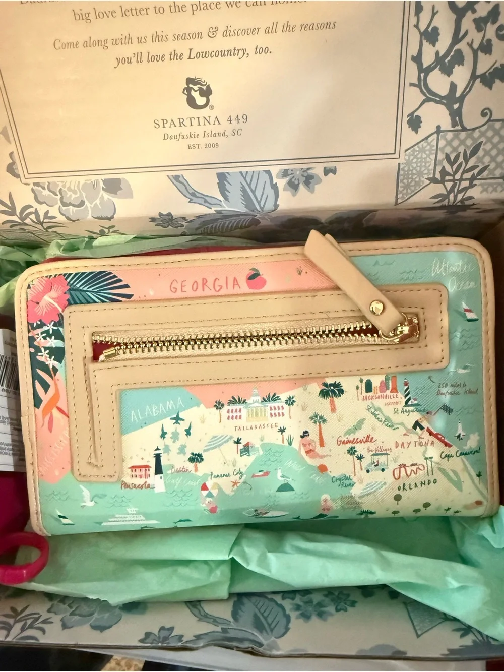spartina authentic wallet in Mint and Peach - Picture 1 of 3